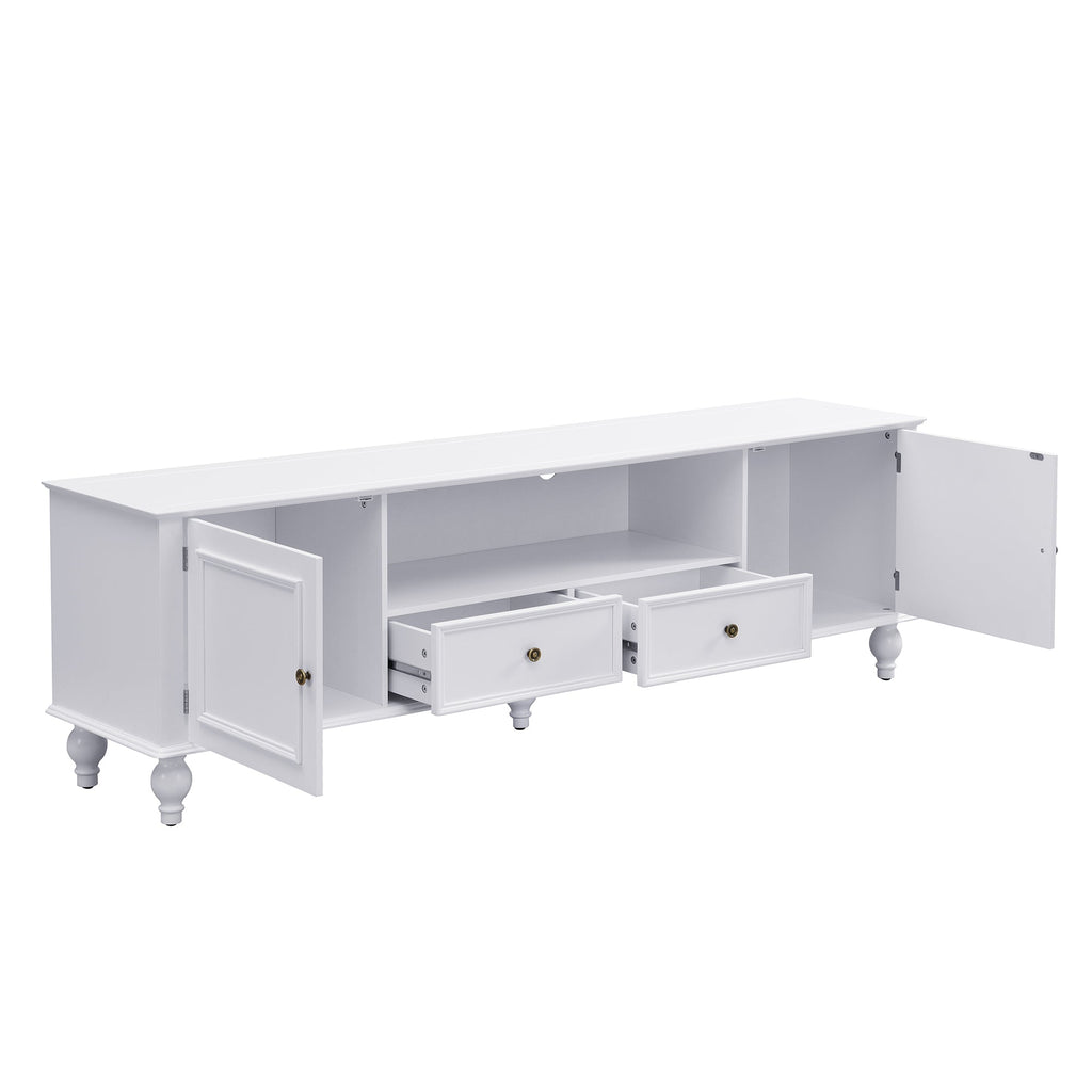 U-Can 70.9'' Modern TV Stand for TVs up to 80 Inches, Entertainment Center with Open Compartment, TV Storage Cabinet with 2 Drawers, 2 Cabinets and 5 Solid Legs for Living room