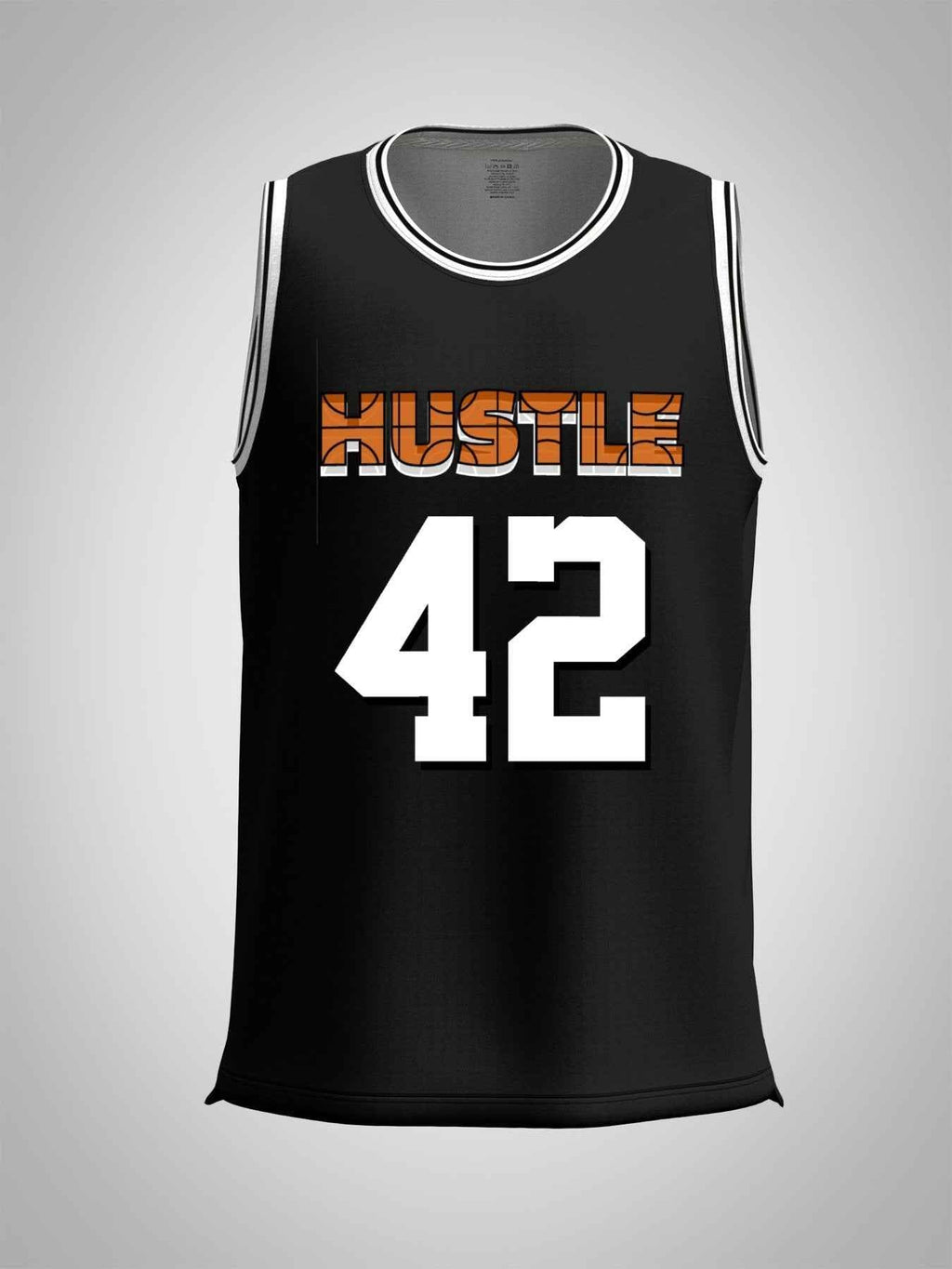 Hustle 42 Adult Black Basketball Jersey | Ships From USA