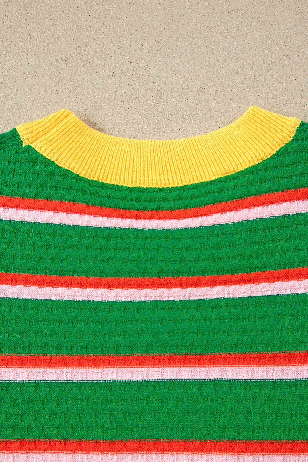 Stripe Colorblock Trim 3/4 Sleeve Sweater Top
