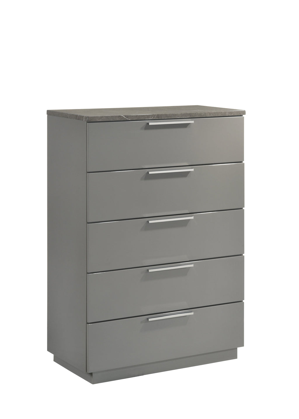 Elara Queen 5-Piece Set – Two-Tone High-Gloss Marble & Lacquer Finish with LED Lighting, Metal-Finished Legs, Spacious Storage- Gray (NJ Inventory)