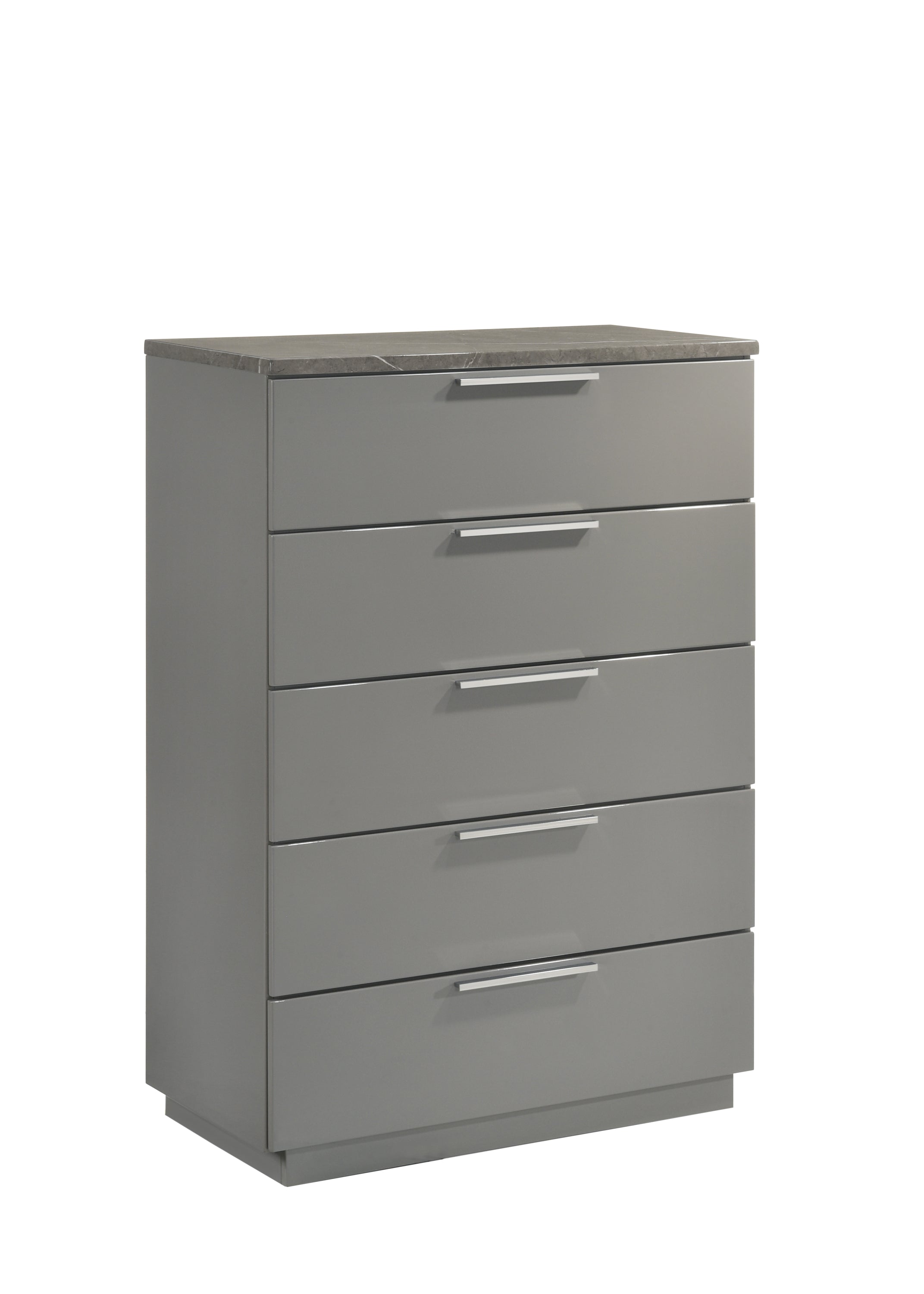 Elara Queen 5-Piece Set – Two-Tone High-Gloss Marble & Lacquer Finish with LED Lighting, Metal-Finished Legs, Spacious Storage- Gray (NJ Inventory)