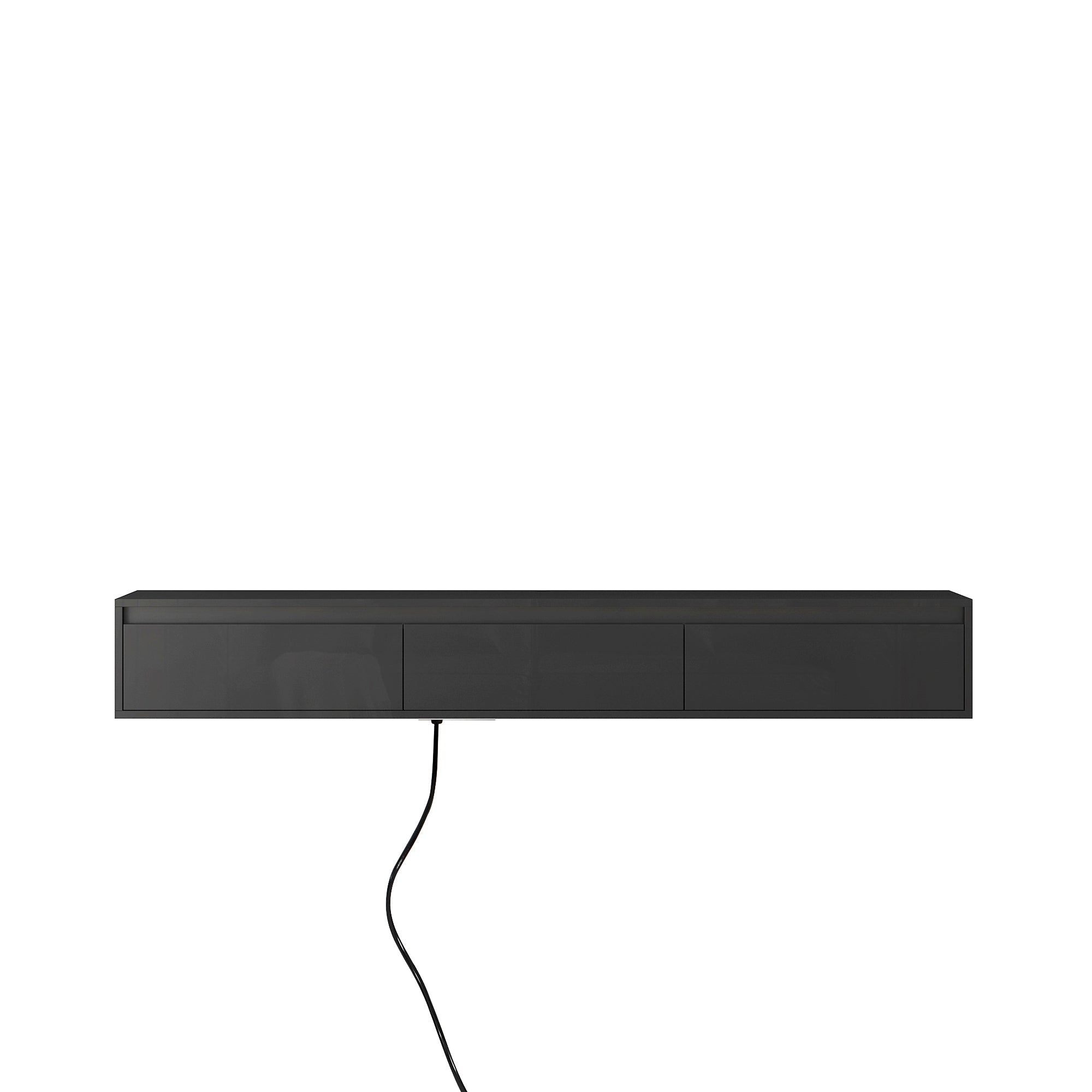Floating TV Stand, Wall Mounted TV Shelf with Led Lights & Power Outlet,High Gloss TV Cabinet for Black tv Stands for Living Room
