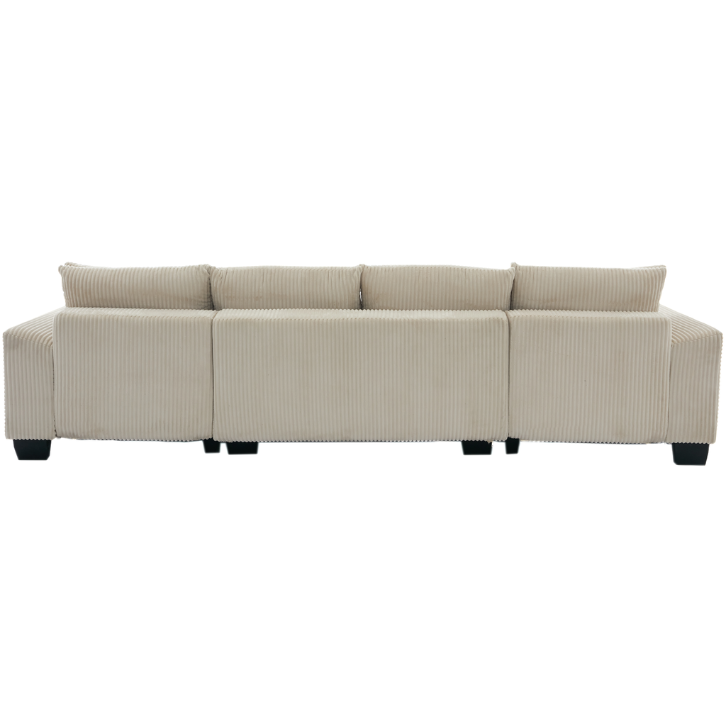[NEW ARRIVED] [VIDEO PROVIDED] 114' Sleeper Sofa,U Shaped Sofa , Pull Out Bed,Convertible Oversize 2 in 1 Sleeper Sofa, Living Room,Upholstery Sofa Bed,Adjustable Sleeper Sofa,Corduroy,Beige