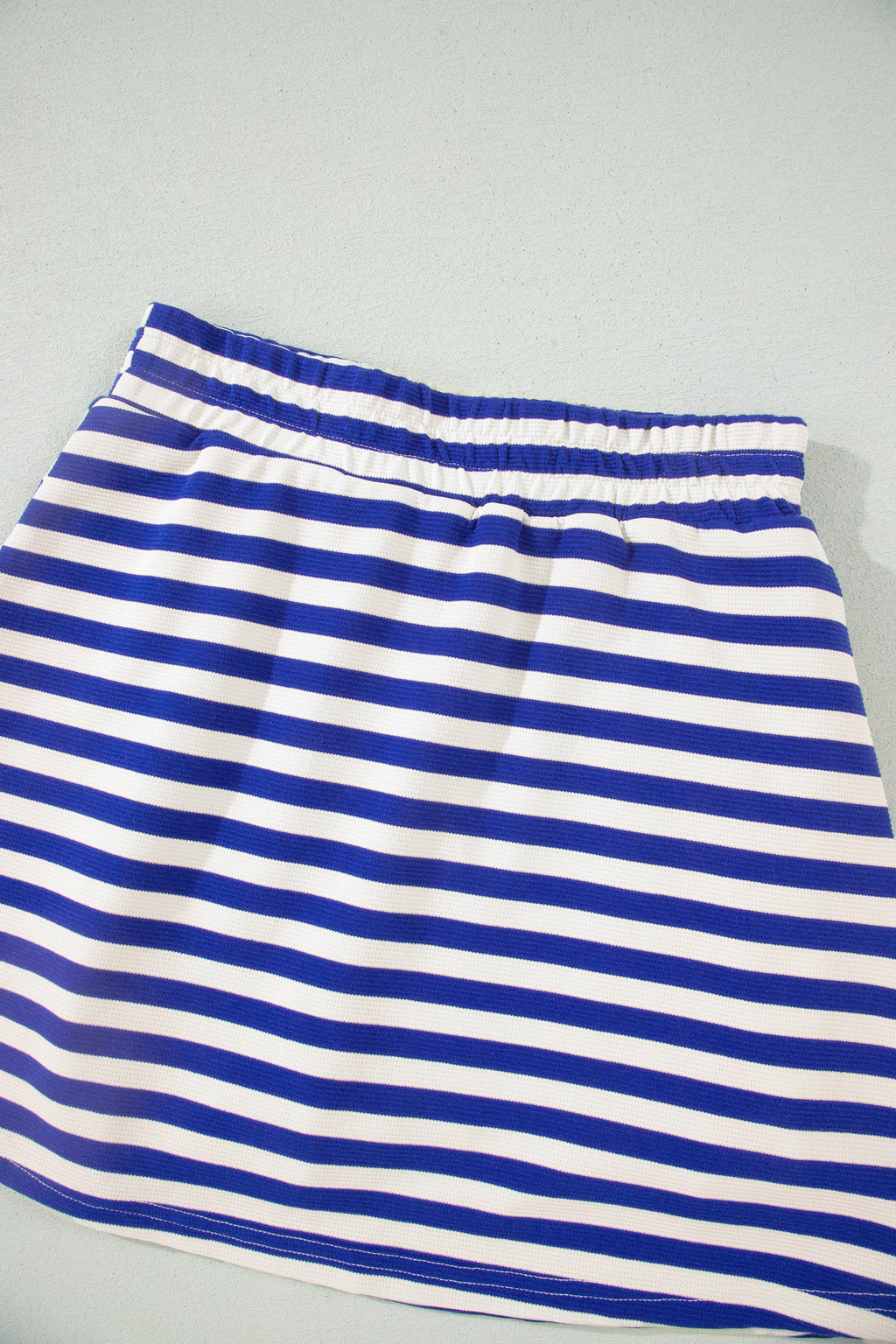 Stripe Textured Zip Collar Top & Skort Set