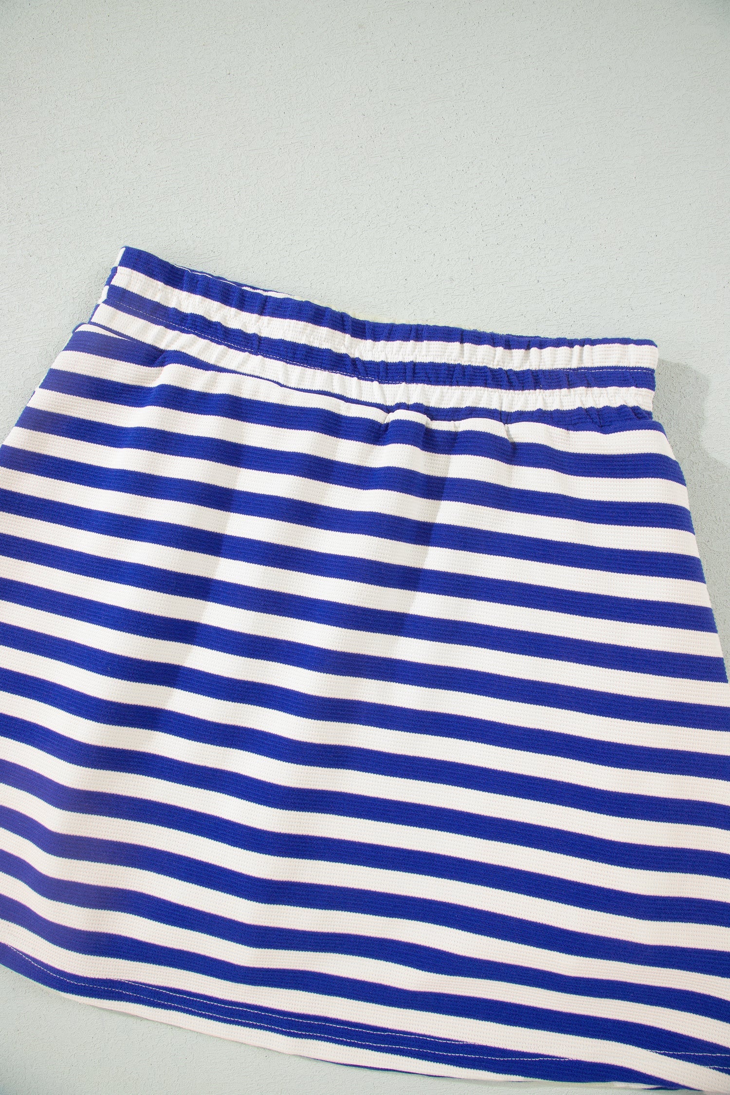 Stripe Textured Zip Collar Top & Skort Set