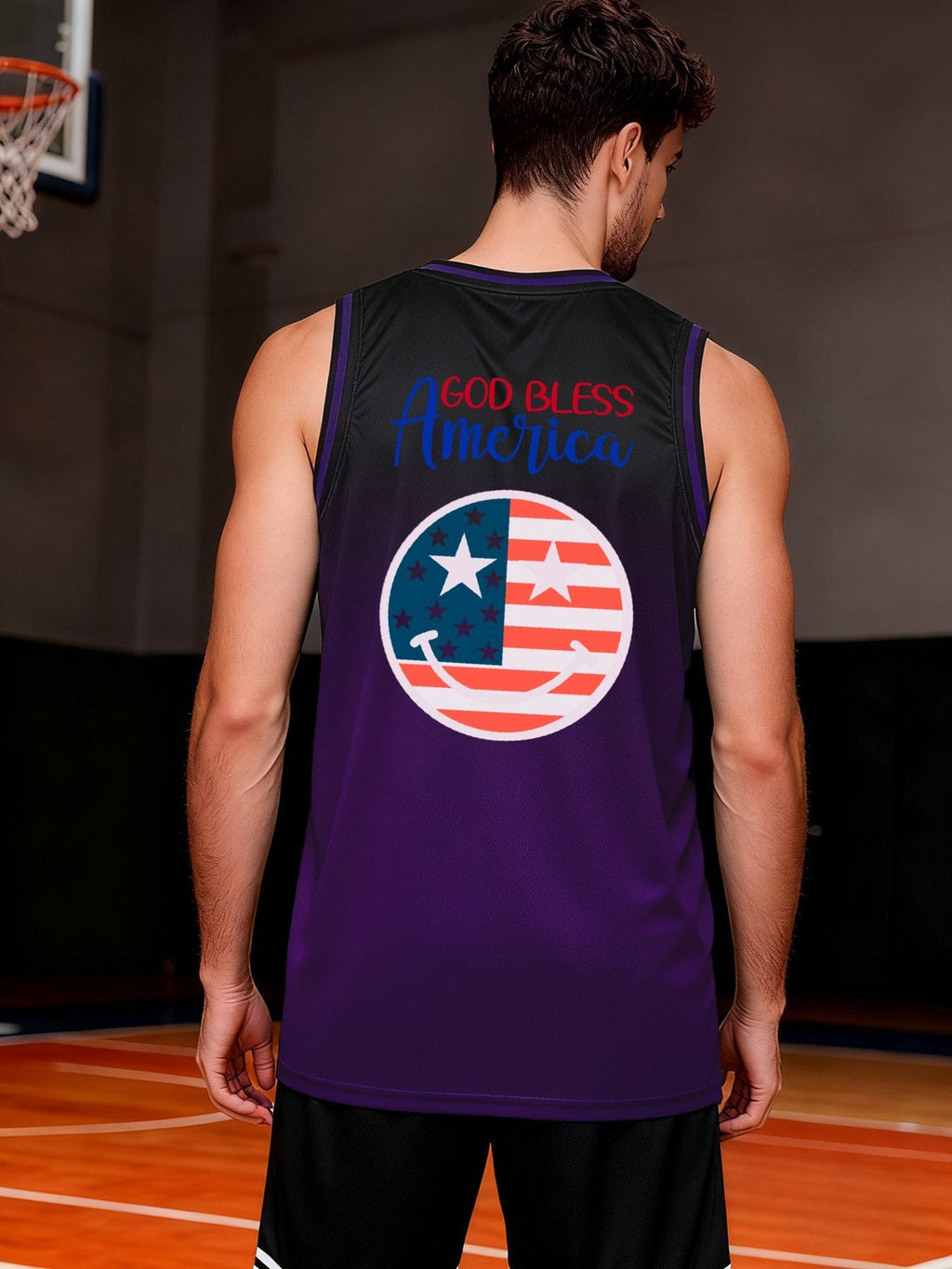 God Bless America Adult Purple Basketball Jersey | Ships From USA
