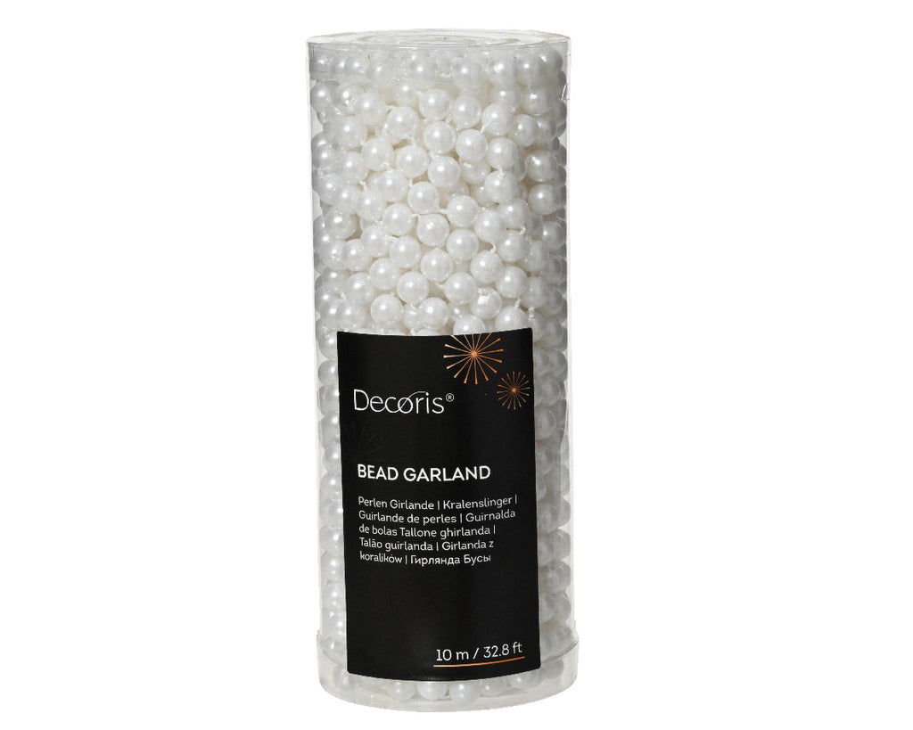 Winter White Bead Garland - 32 Feet Long