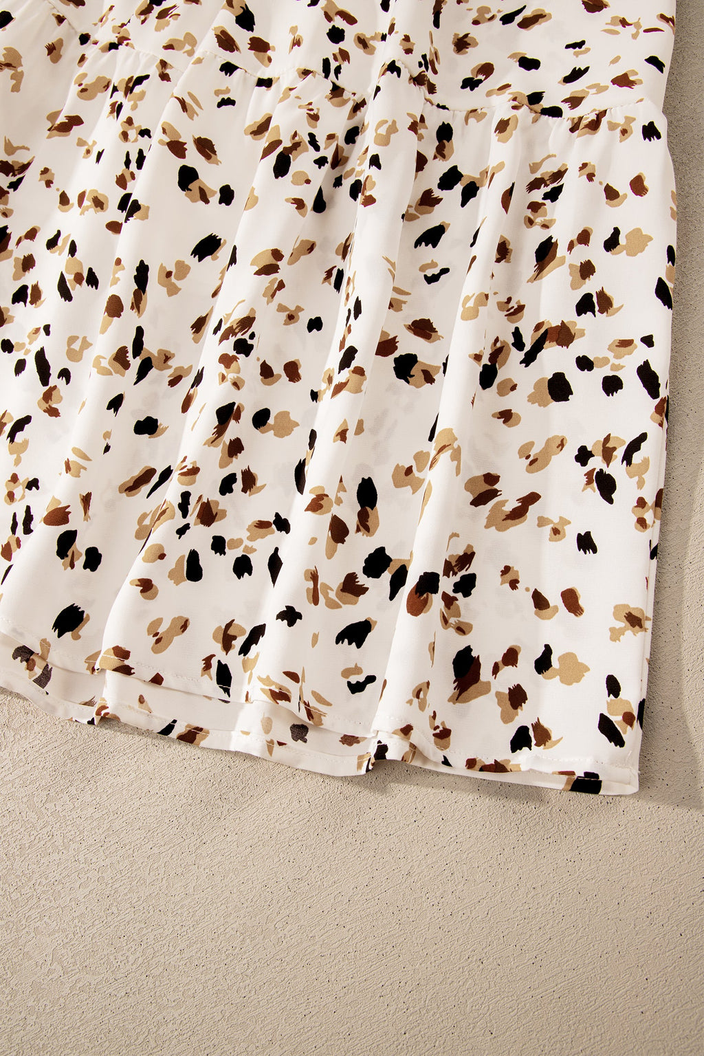 Leopard Smocked Square Neck Ruffle Sleeve Dress