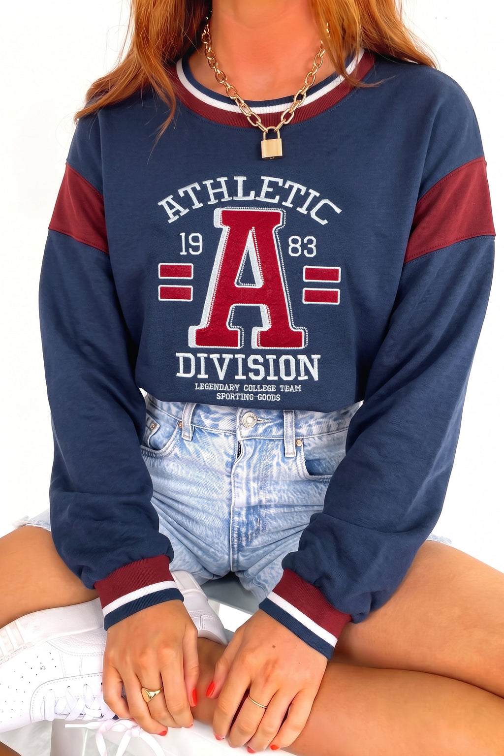 ATHLETIC DIVISION Colorblock Long Sleeve Graphic Sweatshirt