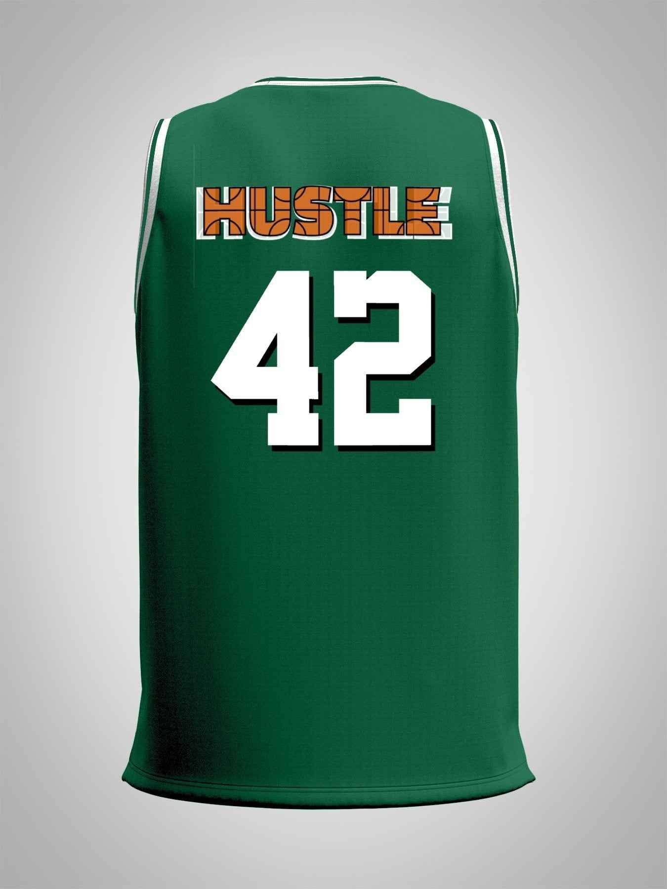 Hustle 42 Adult Green Basketball Jersey | Ships From USA