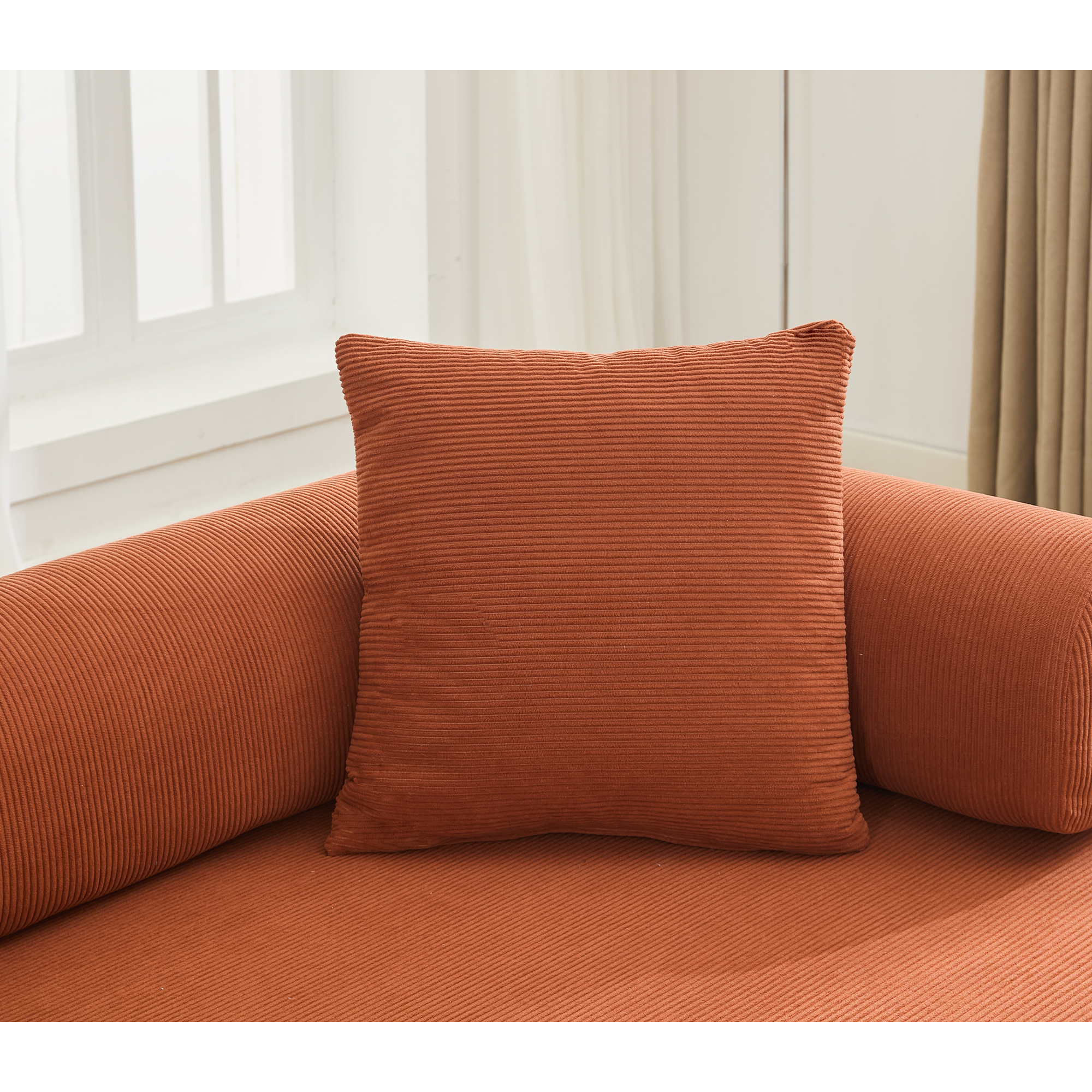 [NEW ARRIVED] [VIDEO PROVIDED] 78.5' Folding Convertible Out Sleeper Sofa Bed,4-in-1 DIY Combination Convertible Sofa, 3 seat, Folding Sleeper Sofa, King Size , Bedroom,Apartment,Corduroy,Orange