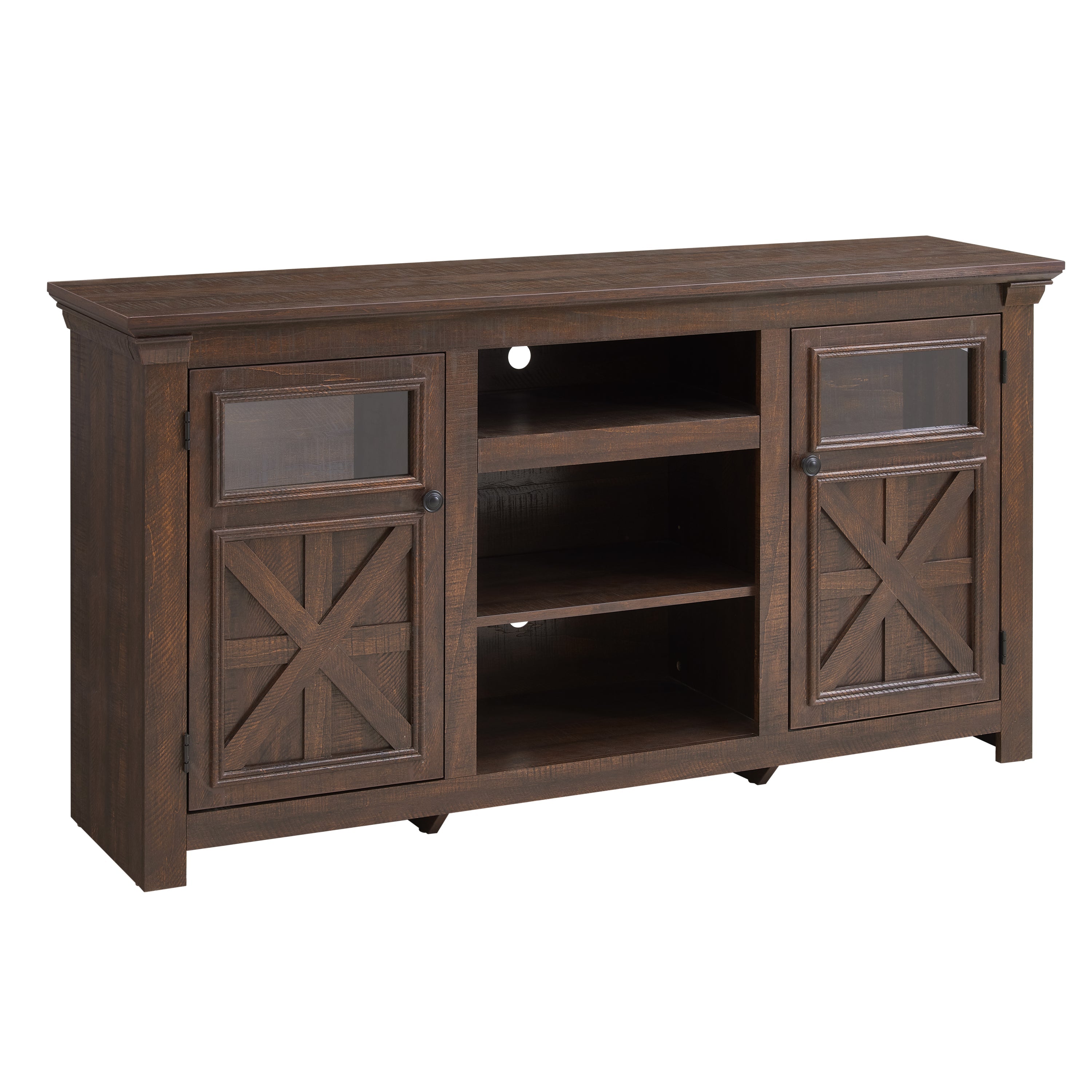 2 Doors Cabinet Farmhouse  Cabinet, Farmhouse TV Stand Barn Design,Modern Farmhouse TV Media Stand, Large Barn Inspired Home Entertainment Console,Espresso, 60.23'W*15.35'D*31.7'H