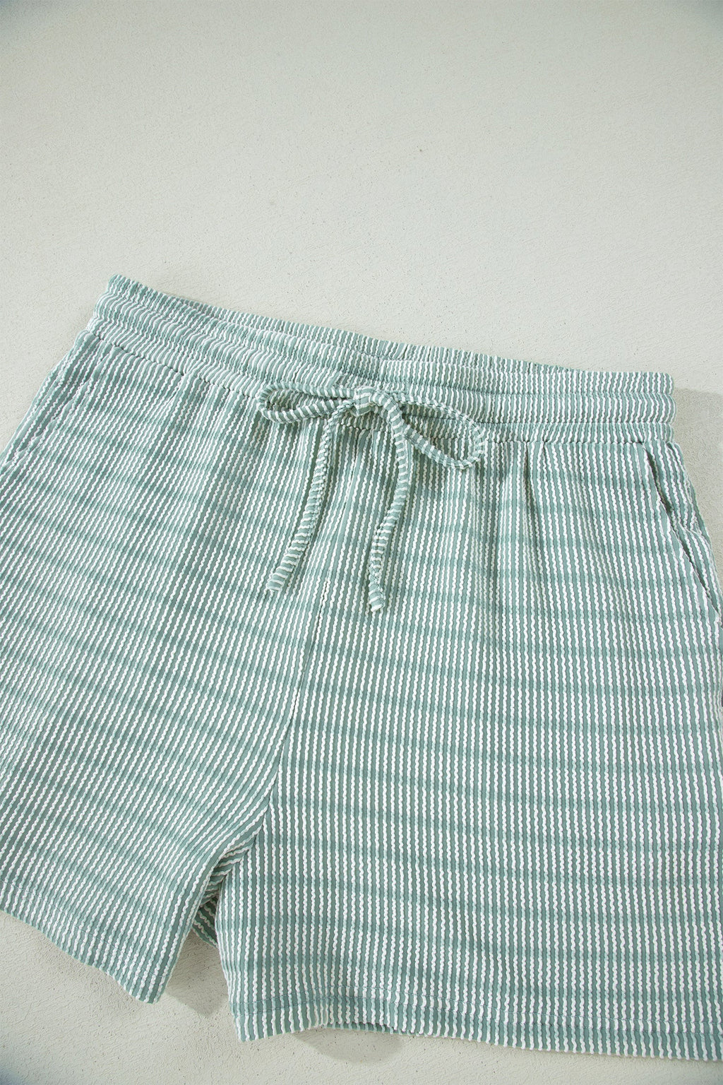 Stripe Corded Knit Tee & Drawstring Short Set