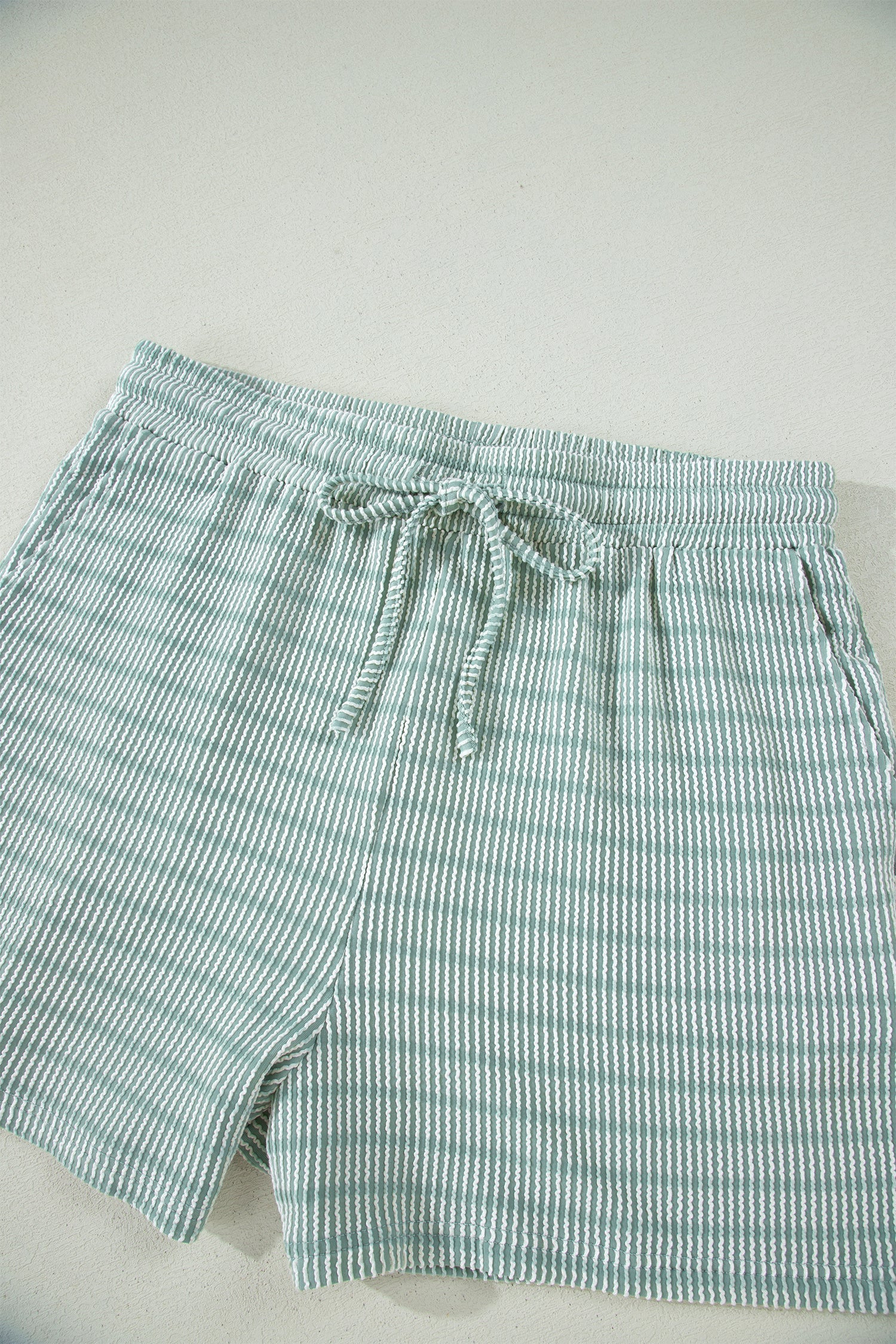 Stripe Corded Knit Tee & Drawstring Short Set