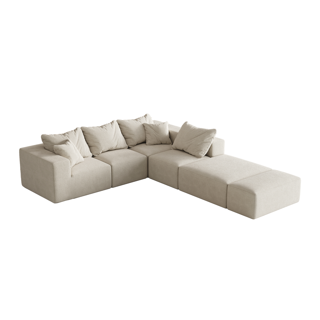 Modern Upholstered Sectional Boneless Couch Set,Modular 132' L Shaped Sectional Living Room Sofa Set With 6 Pillows,Free Combination Sofa Couch for Living Room,Bedroom