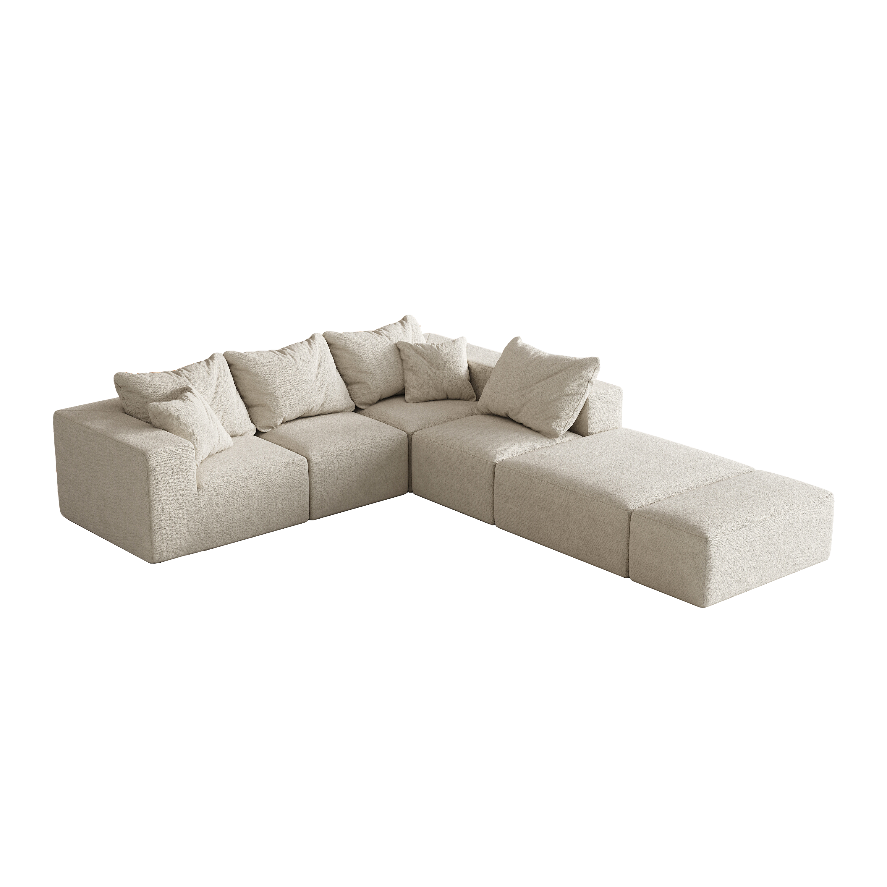 Modern Upholstered Sectional Boneless Couch Set,Modular 132' L Shaped Sectional Living Room Sofa Set With 6 Pillows,Free Combination Sofa Couch for Living Room,Bedroom
