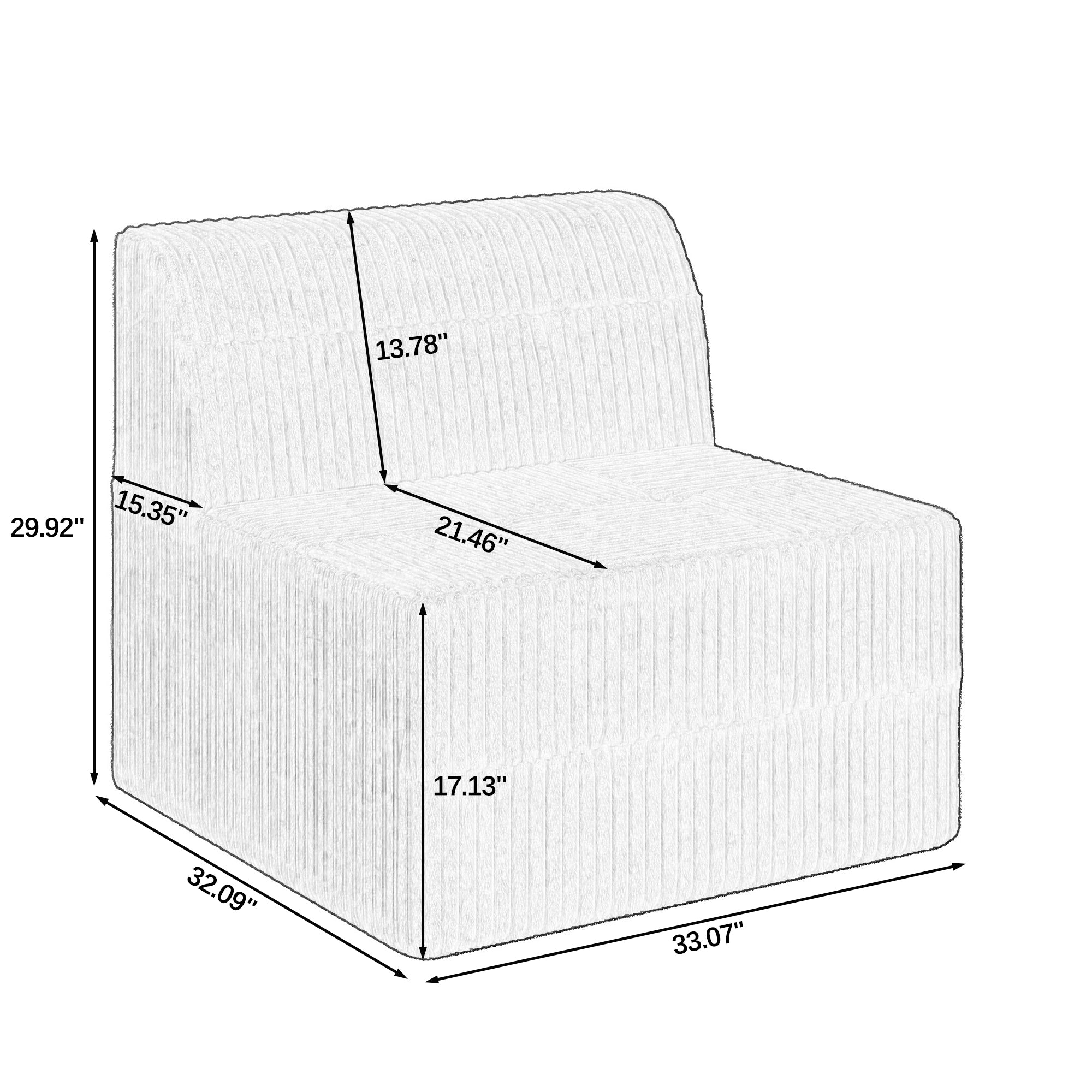 U shape Modular Sectional Sofa,DIY Compressed Sectional Sofa Modern Minimalist Style Corduroy Couch, Sleeper Sofa for Living Room, Bedroom, Comfy Compressed Sofa Couch Space-GREY
