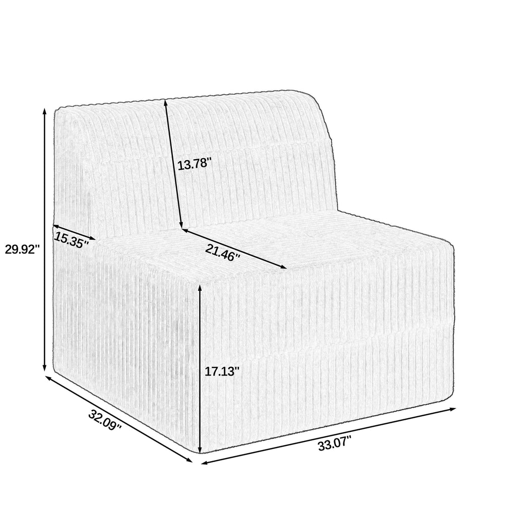 L shape Modular Sectional Sofa,DIY Compressed Sectional Sofa Modern Minimalist Style Corduroy Couch, Sleeper Sofa for Living Room, Bedroom, Comfy Compressed Sofa Couch Space-Efficient Design-GREY