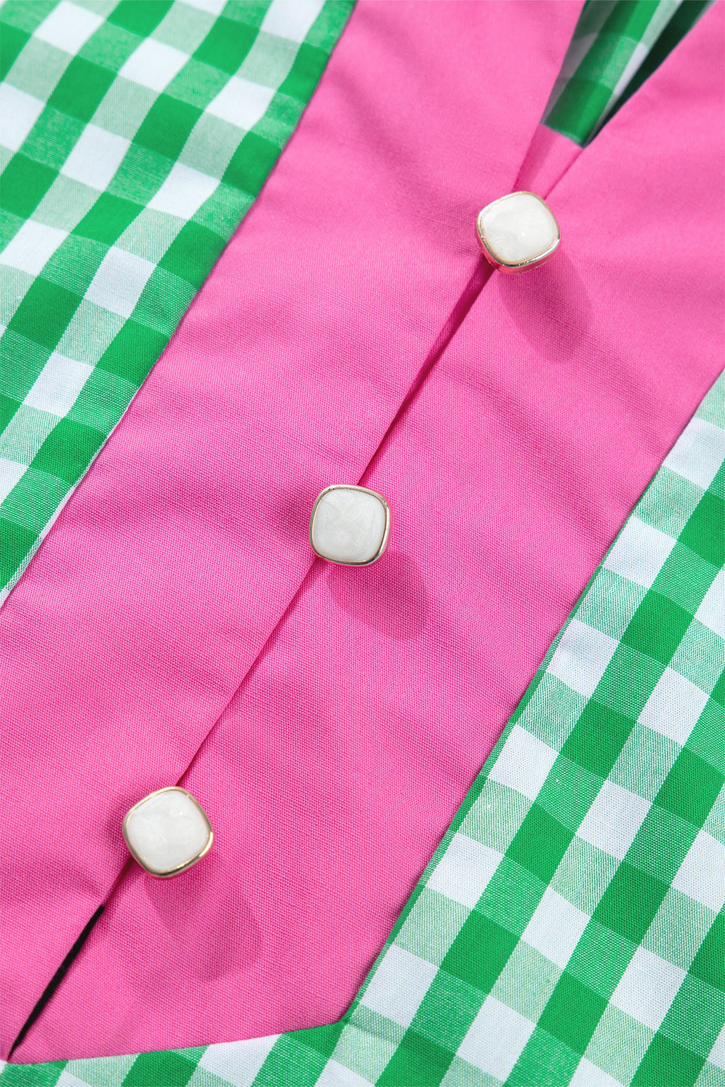 Gingham Colorblock Ruffle Sleeve Midi Dress