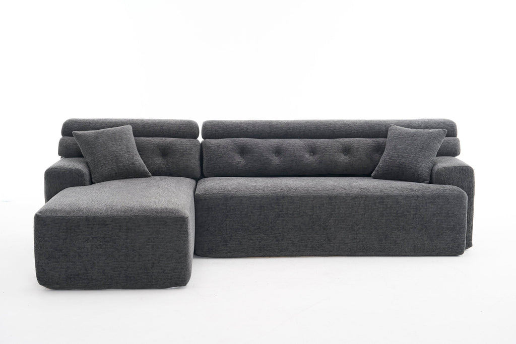 105'' Cloud Sectional Couch with L-Shape Chaise,Modern Modular Sofa with Deep Seat, Boneless Sofa for Living Room Bedroom,No Assembly Required,Grey.