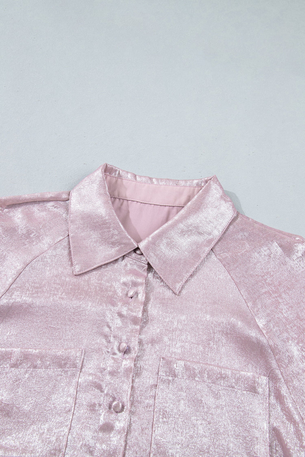 Ruffle Cuff Button Front Back Paneling Long Sleeve Shirt