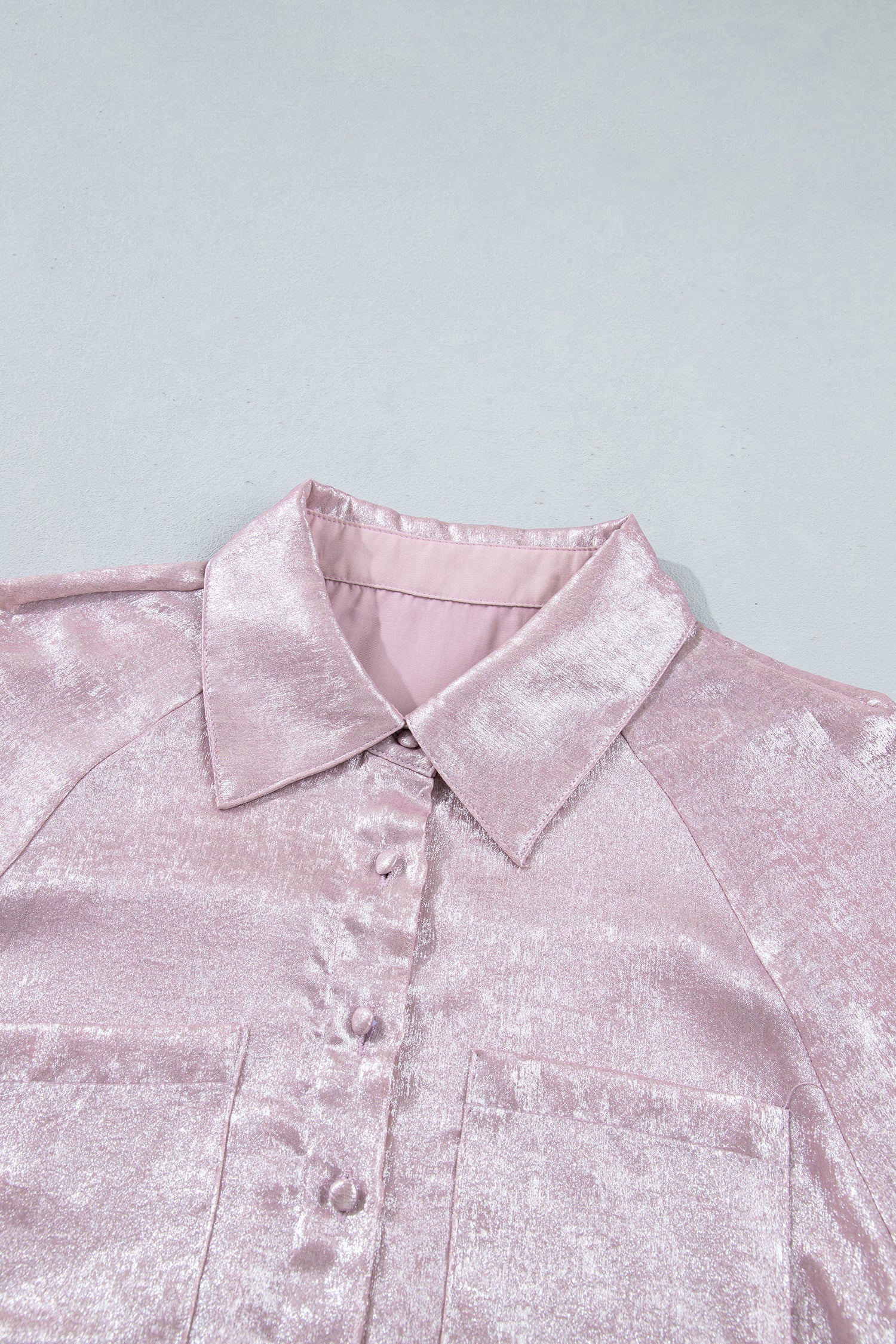 Ruffle Cuff Button Front Back Paneling Long Sleeve Shirt