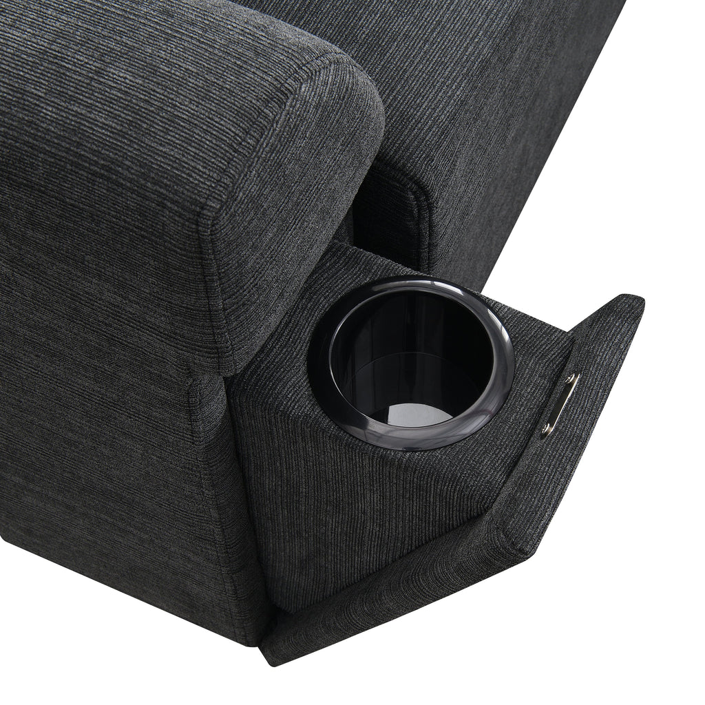 Chenille U Shaped Sectional Sofa with Ottoman and Storage, USB Ports, 2 Colors