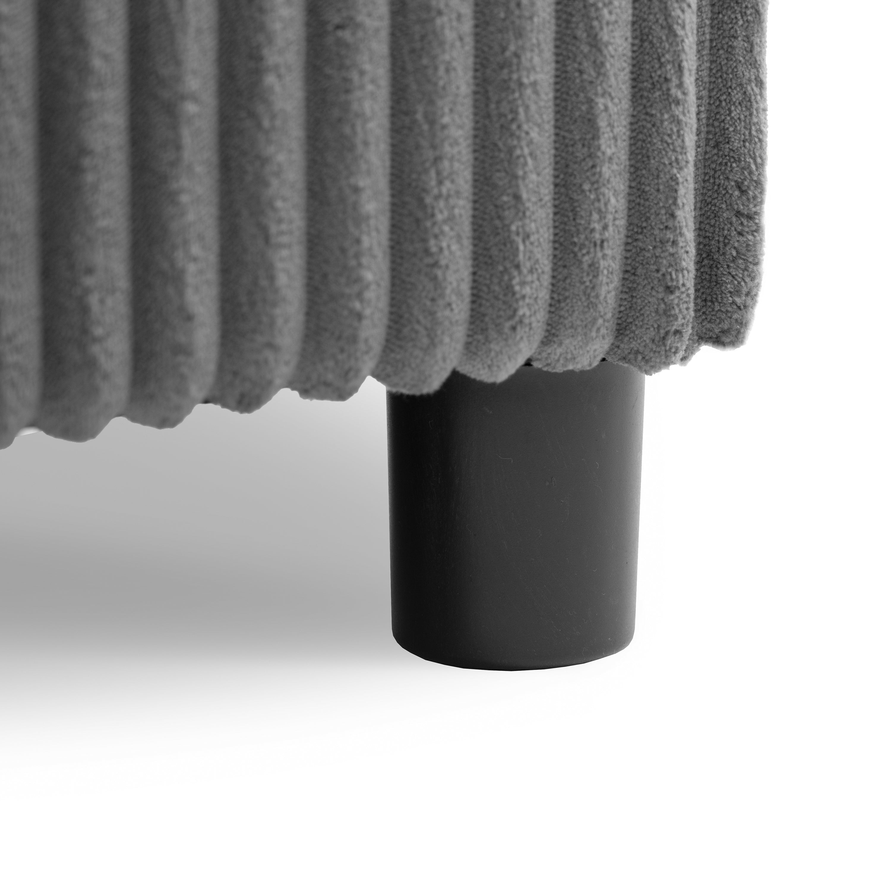 Modular Corduroy Sectional Sofa with Bluetooth Speakers, USB Charger, Cup Holders, Storage, and Ottoman in Dark Gray