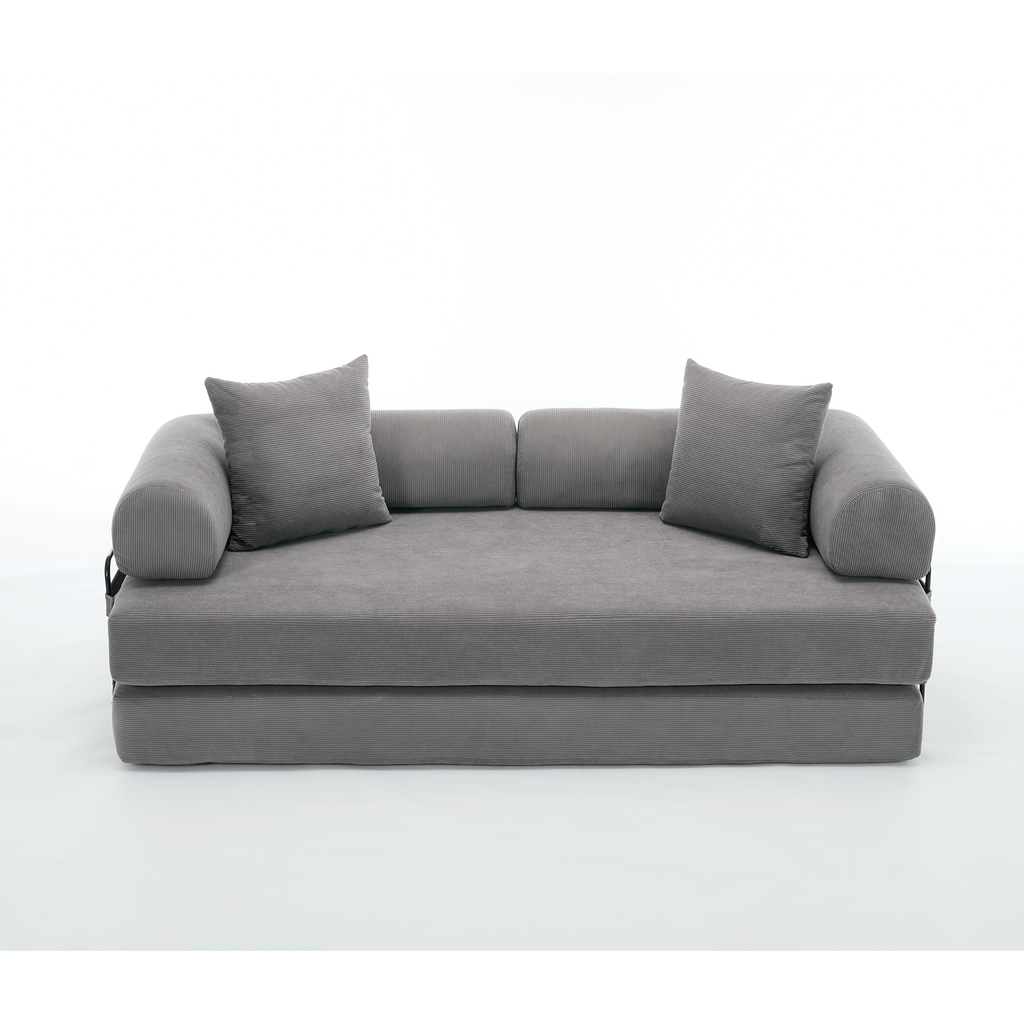 [NEW ARRIVED] [VIDEO PROVIDED] 78.5' Folding Convertible Out Sleeper Sofa Bed,4-in-1 DIY Combination Convertible Sofa,3 seat, Folding  Sofa, King Size , Bedroom,Apartment,Corduroy,Gray