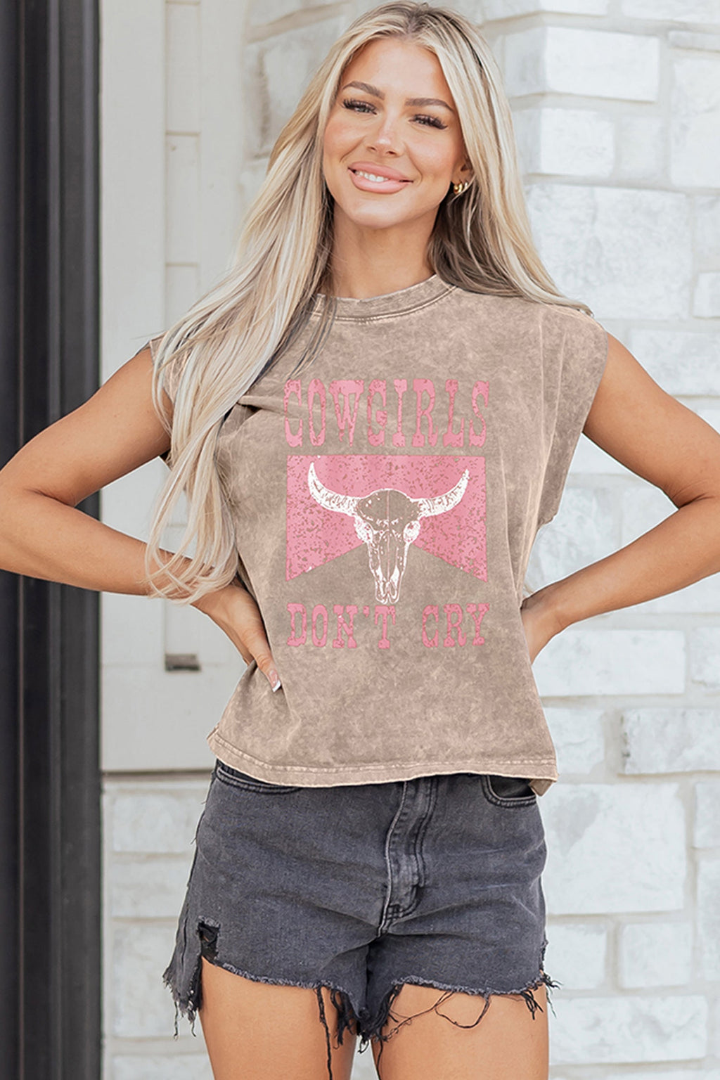 Western Cowgirls Don't Cry Graphic Tank Top
