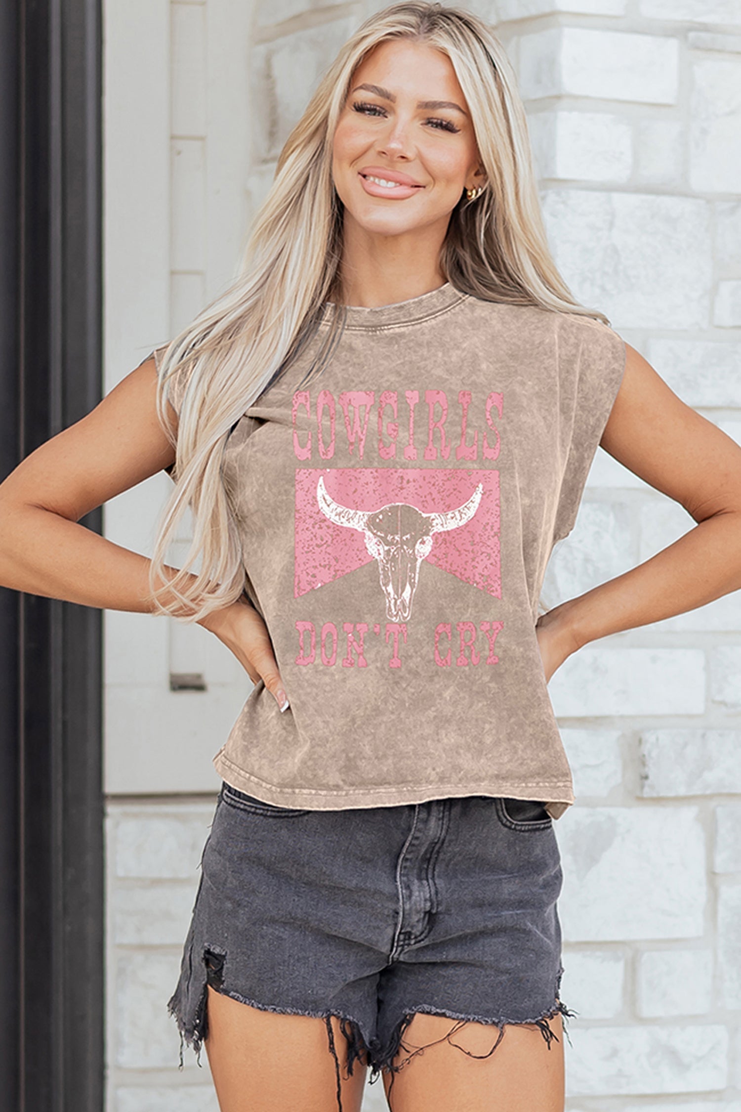 Western Cowgirls Don't Cry Graphic Tank Top