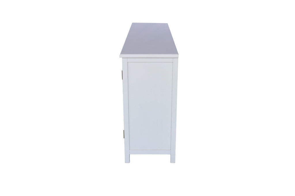 60'White Accent Cabinet with 4 Doors, Rustic Wood Sideboard Pantry Cabinet - Versatile Buffet Cabinet with Storage for Home Decor and Organization chic cabinet