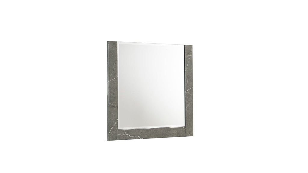 Elara Queen 5-Piece Set – Two-Tone High-Gloss Marble & Lacquer Finish with LED Lighting, Metal-Finished Legs, Spacious Storage- Gray (NJ Inventory)