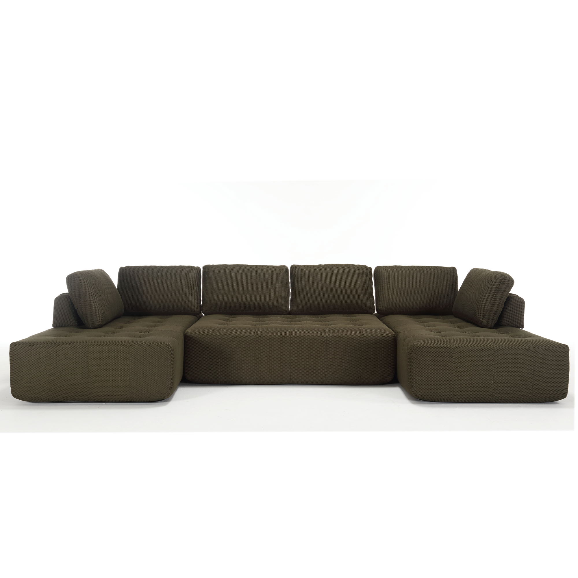 [NEW ARRIVED] [VIDEO PROVIDED]138.5 'Modular Combination Sofa, U-shaped Sofa, Living Room, Apartment, Upholstered ,6-seat Sofa, Free Combination Sofa (Mesh Fabric), Breathable Fabric,Green