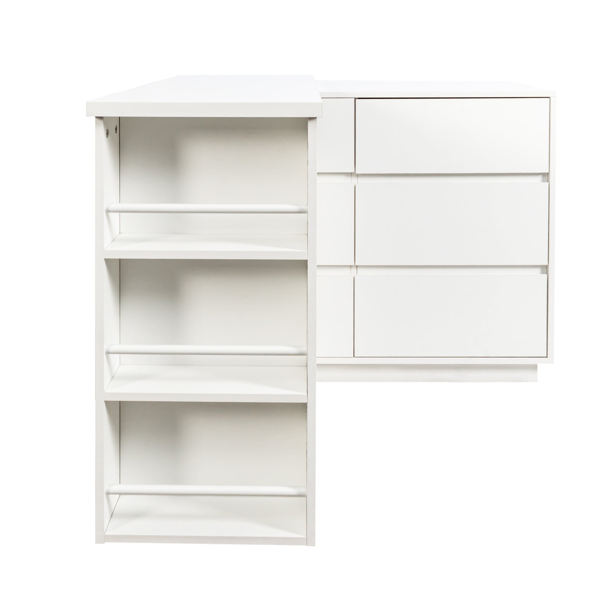 L Shaped Computer Desk with Drawers, Modern Corner Home Office Desk with Reversible Storage Cabinet, Long Study Writing Desk Workstation for Home Office