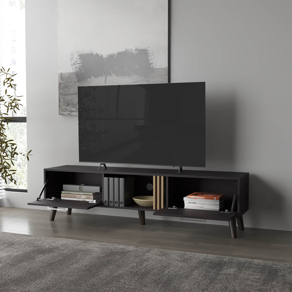 Dragon Tv Stand with 2 Doors and Open Storage, Wengue
