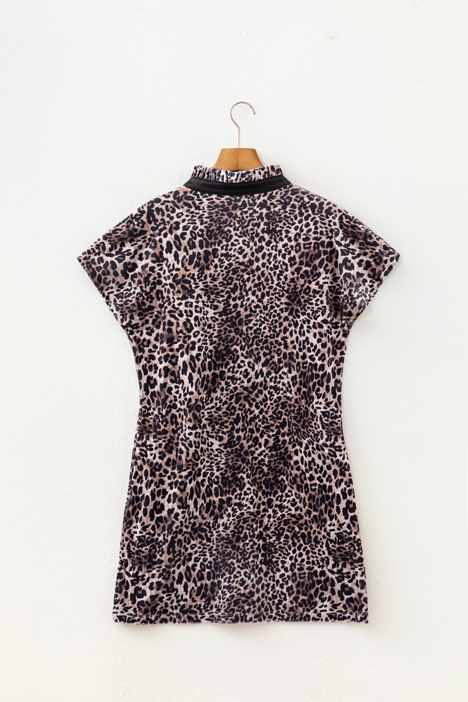 Leopard Short Sleeve Shift Mini Dress