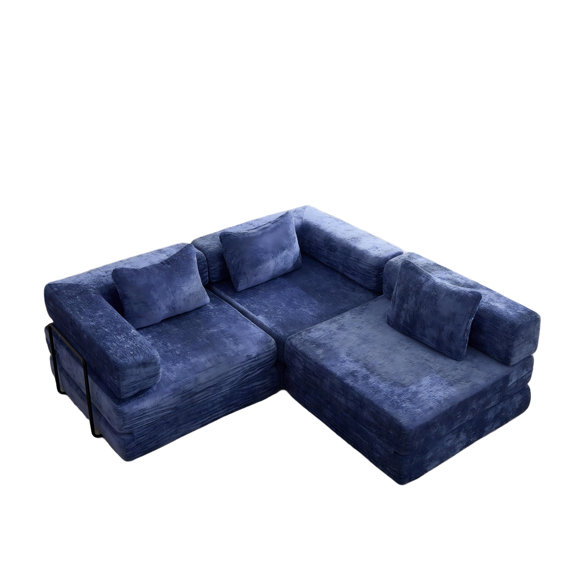 Compression Sofa,Convertible Floor Sofa Bed with Fixed-Shape Frame, Boneless Modular Sectional Sofa,No Assembly Required,Chenille fabric,for Living Room Bedroom,Dark Blue