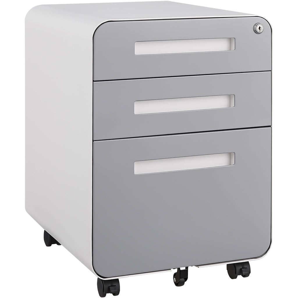 Simple Style Mobile File Cabinet 3 Drawer Storage for Legal/Letter/A4, Black Steel Anti-Tilting Design