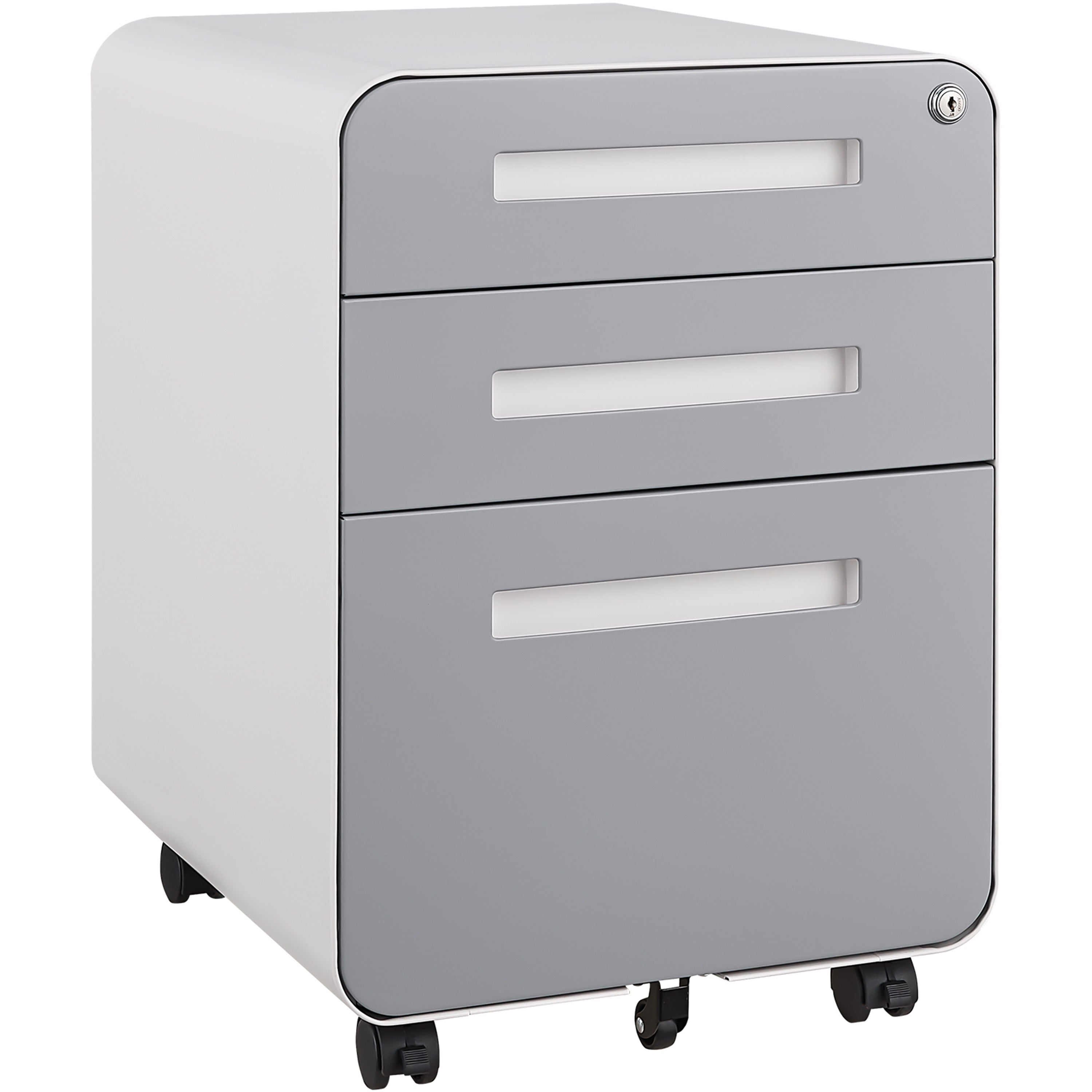 Simple Style Mobile File Cabinet 3 Drawer Storage for Legal/Letter/A4, Black Steel Anti-Tilting Design