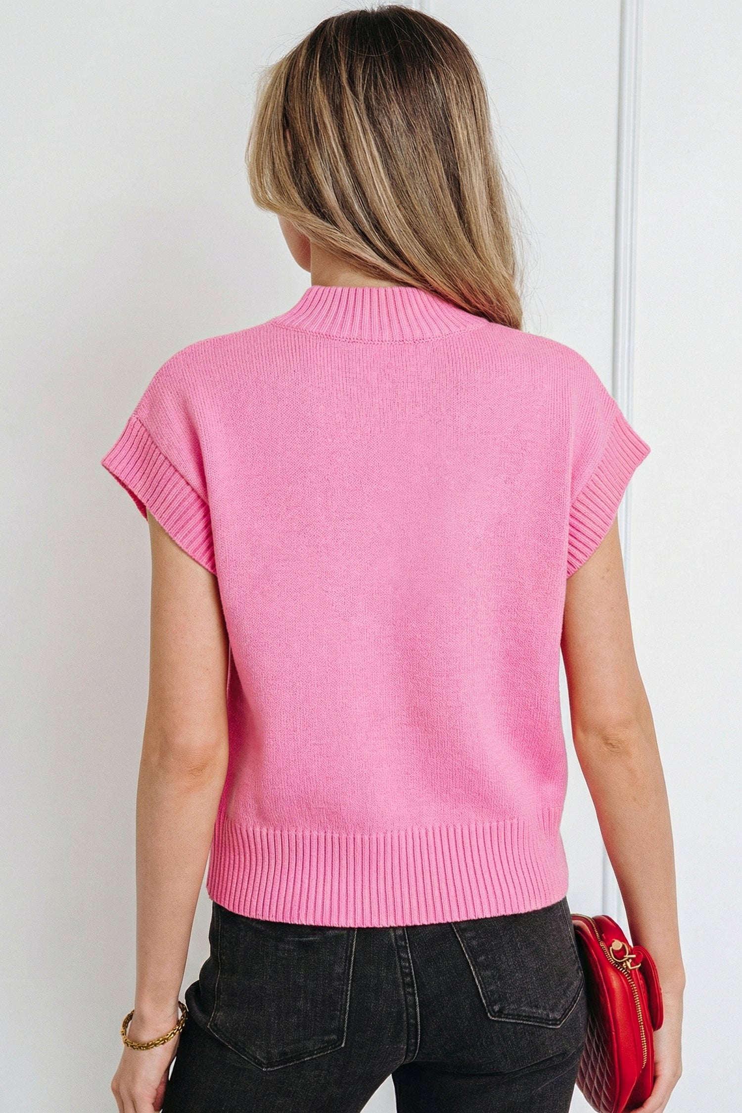 Heart Graphic Cropped Short Sleeve Sweater