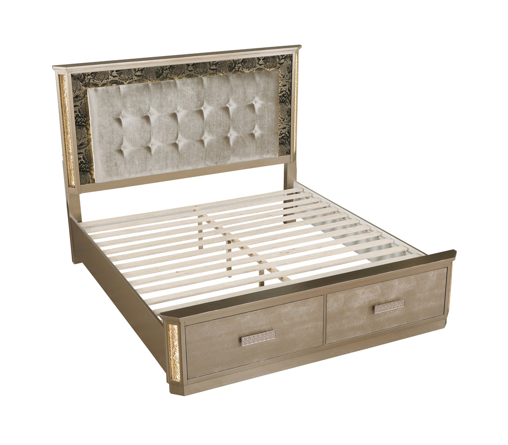 Medusa Queen 4PC Bedroom set Made with Wood in Gold (NJ Inventory)