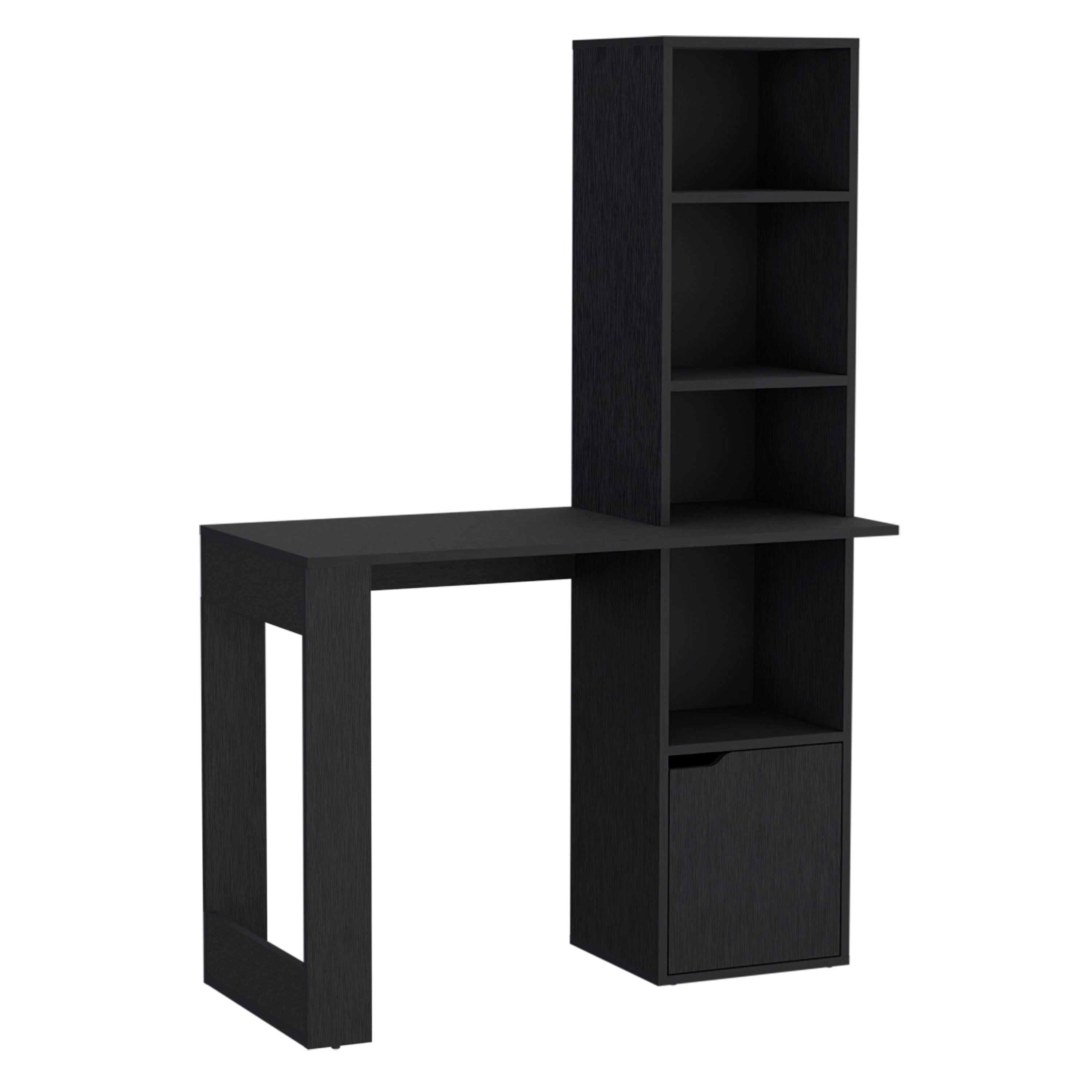 Iowa Computer Desk with 1-Cabinet and 4-Tier Bookcase