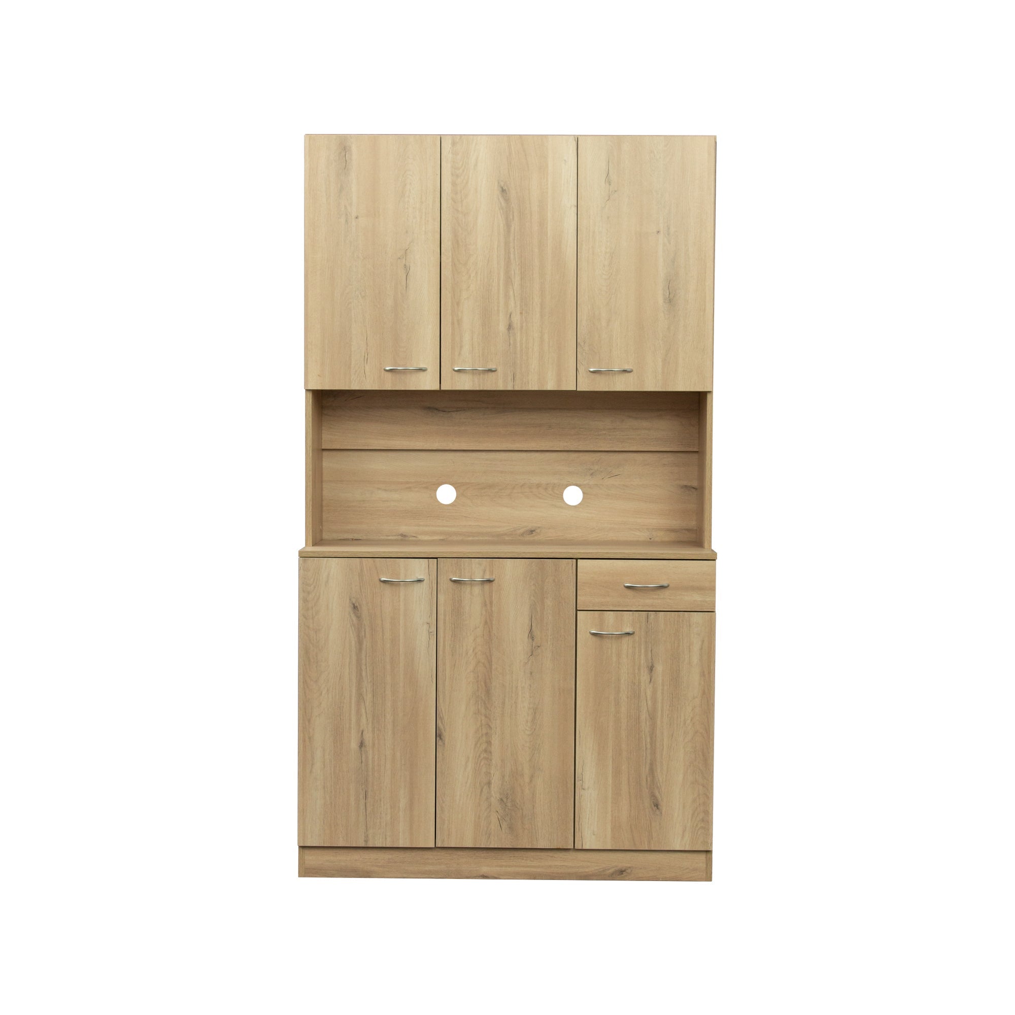 70.87' Tall Wardrobe& Kitchen Cabinet, with 6-Doors, 1-Open Shelves and 1-Drawer for bedroom,Rustic Oak