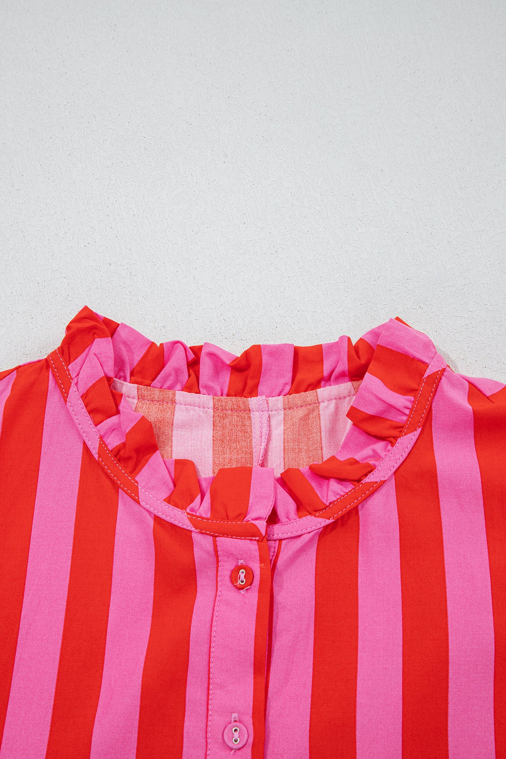 Stripe Half-Button Puff Sleeve Mini Dress