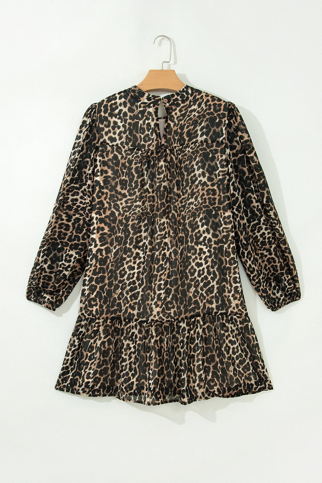 Leopard Long Sleeve Shift Mini Dress