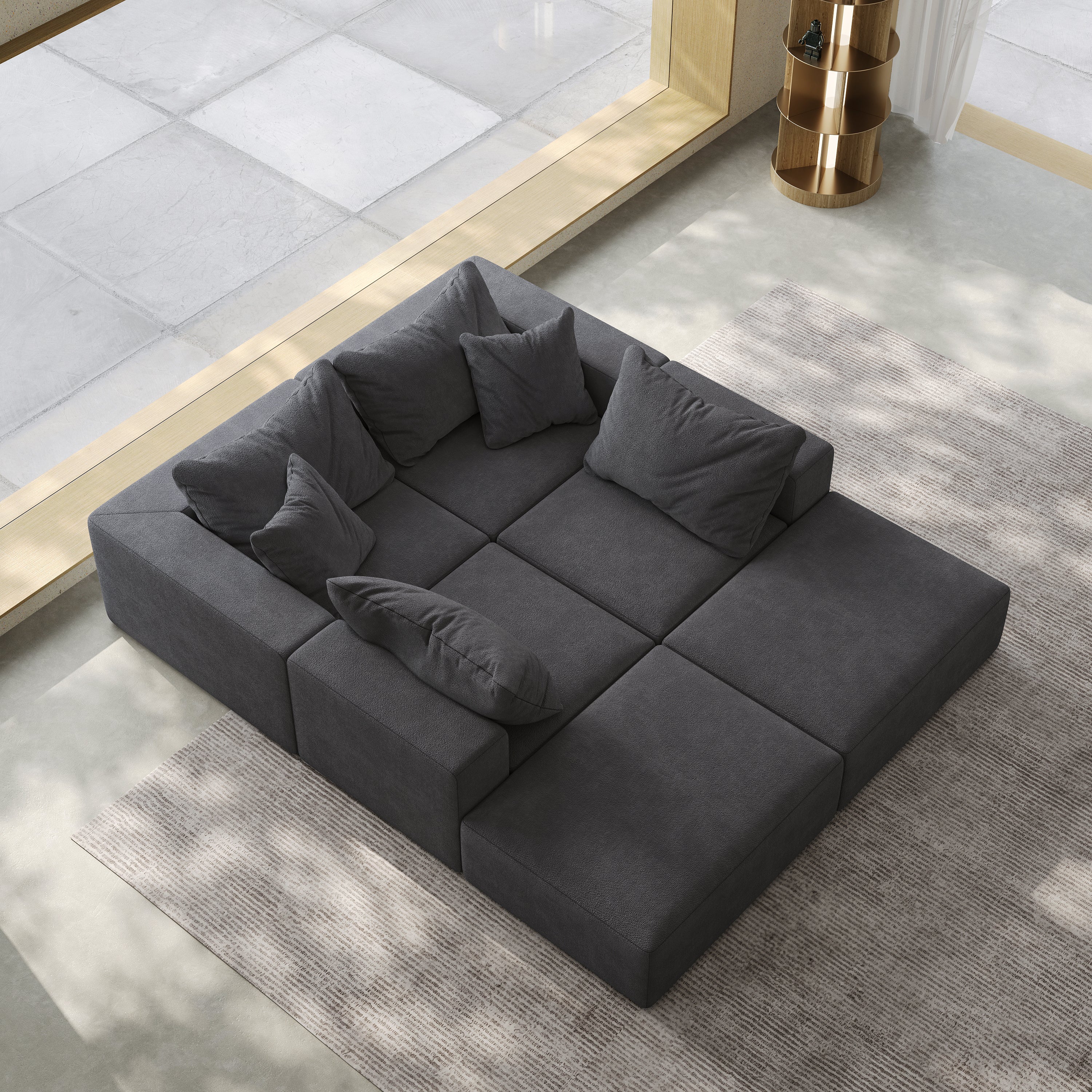 Oversized sponge cloud sofa,Modern Upholstered Sectional Sofa Couch Set,Modular 162' L Shaped Sectional Living Room Sofa Set With 6 Pillows,Free Combination Sofa Couch for Living Room,Bedroom