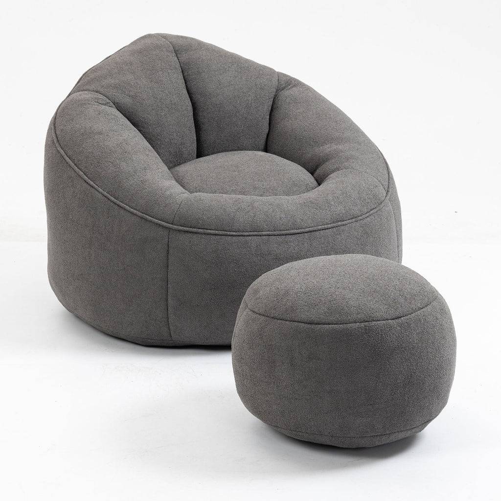 Bedding Bean Bag Sofa Chair High Pressure Foam With Footrest