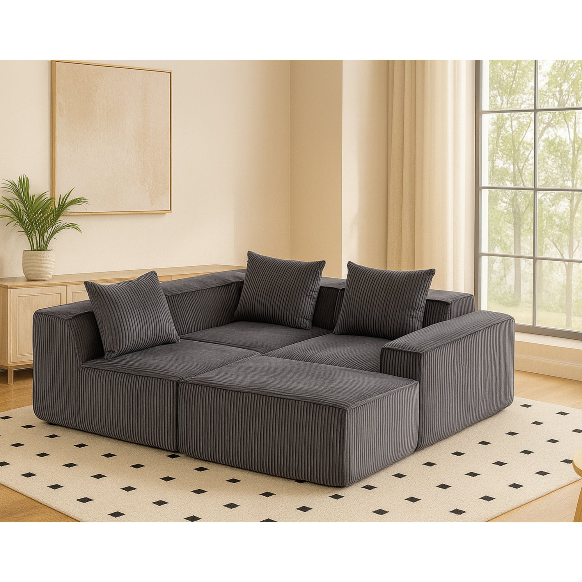 Multi person modular compression sofa that can be freely combined-33005-4