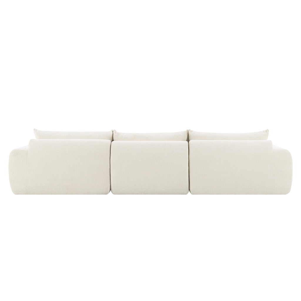 [VIDEO Provided] 116'' Fully Compressed Sofa with High Density Foam, No Assembly Required, Legless Design without Frame, Integrated Backrest and Seat Cushion, Free Combination, Particle Chenille